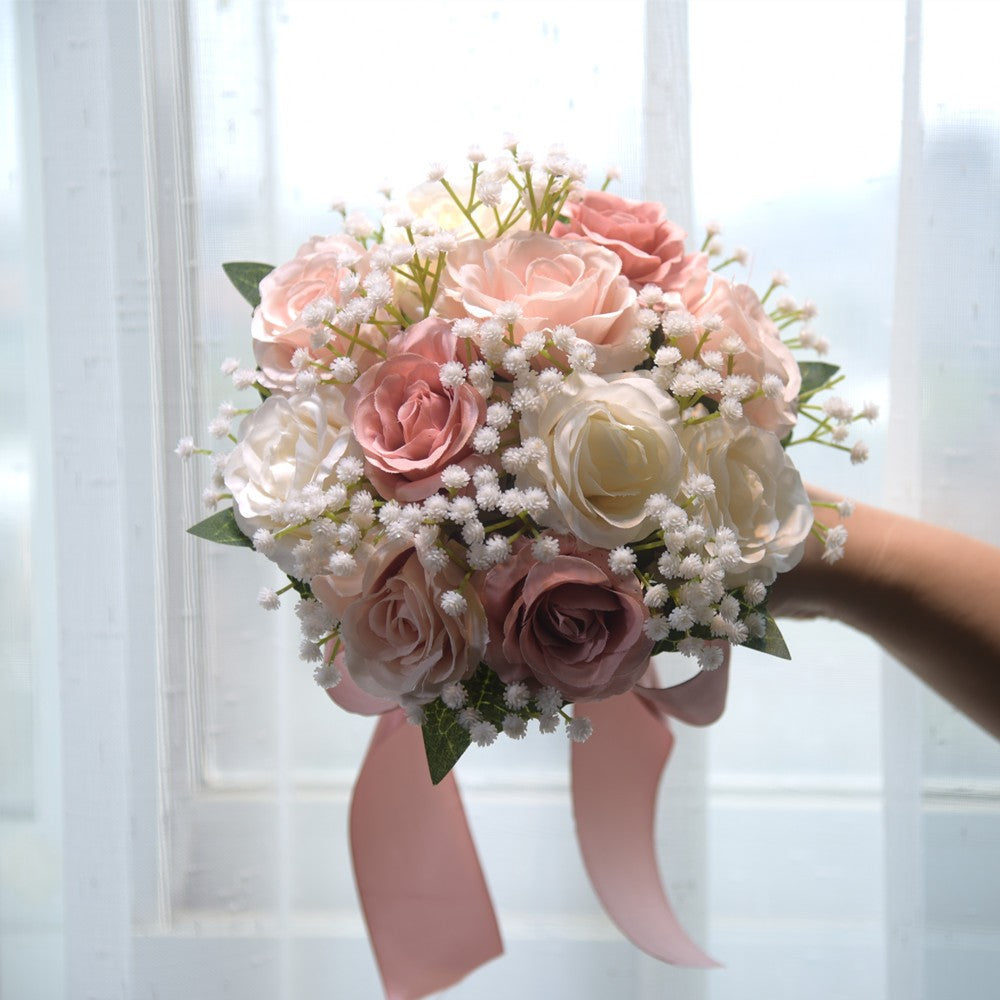 045 Outdoor Wedding Rose Handmade Simulation Hand held Flower Cross border Eternal Flower Bouquet Bridal Hand held Flower Gift Ornament