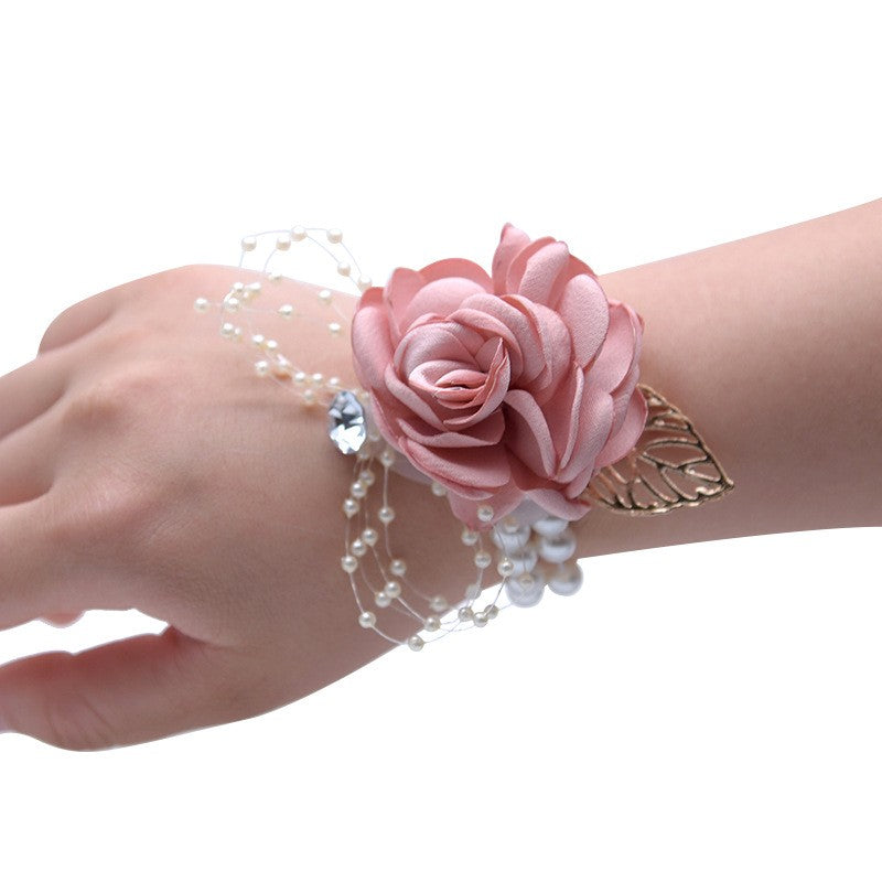 673 Wedding bride bridesmaids wrist flower chest flower accompanying hand gift children's dance hand flower simulation flower head accessory