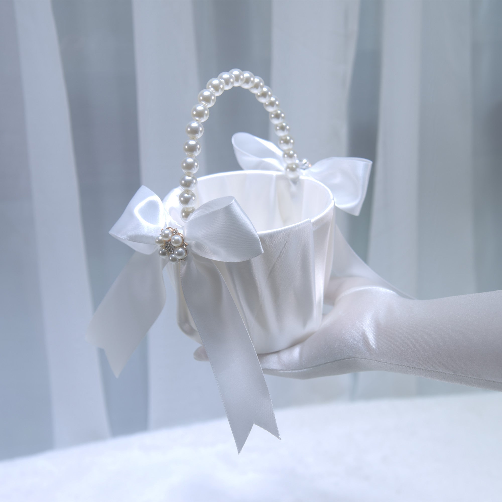 218 Wedding flower girl scattering flower basket, pearl handle, small flower basket, gift ring, flower arrangement props