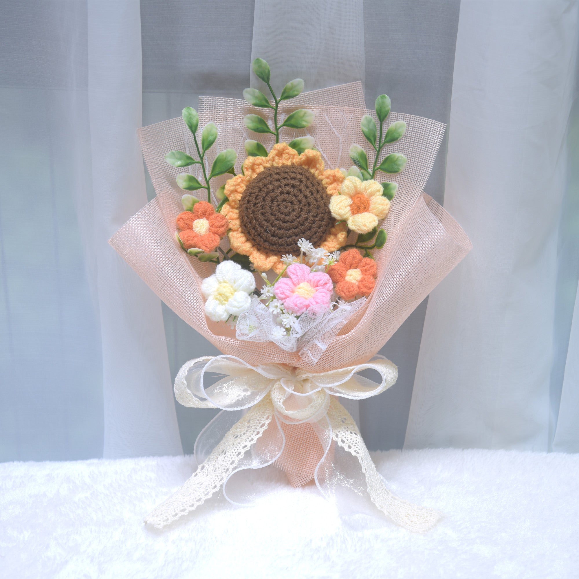 224 Birthday gift simulation hand woven yarn flower sunflower bouquet Valentine's Day