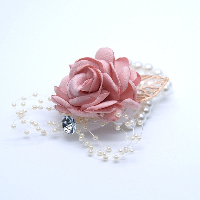 673 Wedding bride bridesmaids wrist flower chest flower accompanying hand gift children's dance hand flower simulation flower head accessory