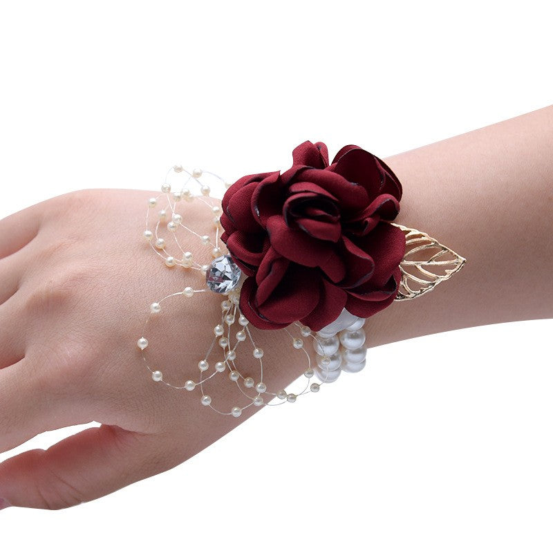 673 Wedding bride bridesmaids wrist flower chest flower accompanying hand gift children's dance hand flower simulation flower head accessory