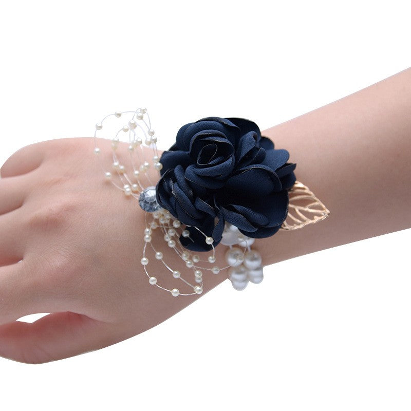 673 Wedding bride bridesmaids wrist flower chest flower accompanying hand gift children's dance hand flower simulation flower head accessory