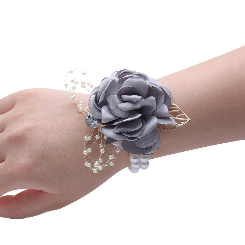 673 Wedding bride bridesmaids wrist flower chest flower accompanying hand gift children's dance hand flower simulation flower head accessory