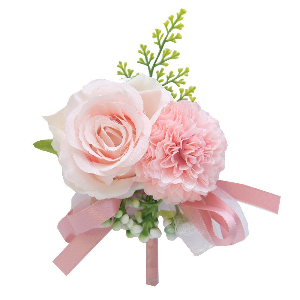 D764Wedding Best Man Groom Wedding Chest Flower Rose Bride Bridesmaids Wedding Wrist Flower Packaging Flower Simulation Flower