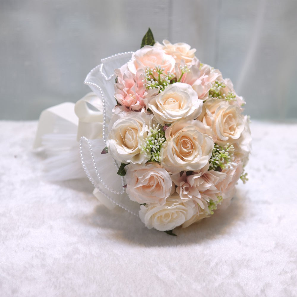 022 Champagne wedding rose simulation flower, bride holding flower, shooting props, accompanying gift