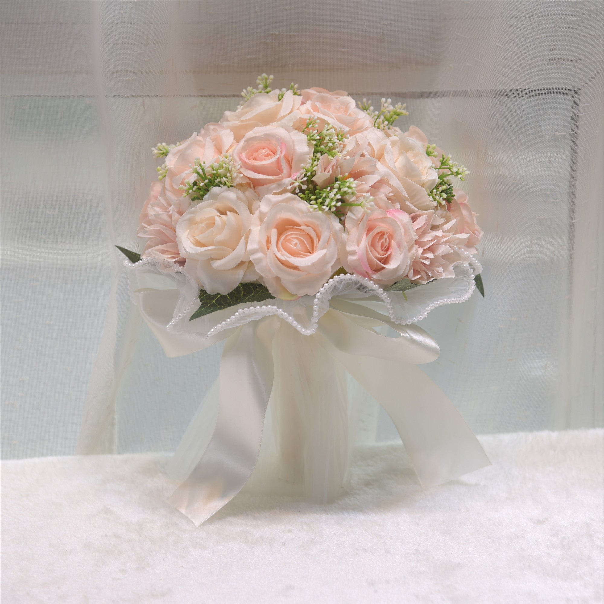 022Outdoor wedding simulation rose Nordic style hand-held flower forest series hand-held bouquet bride white hand-held flower