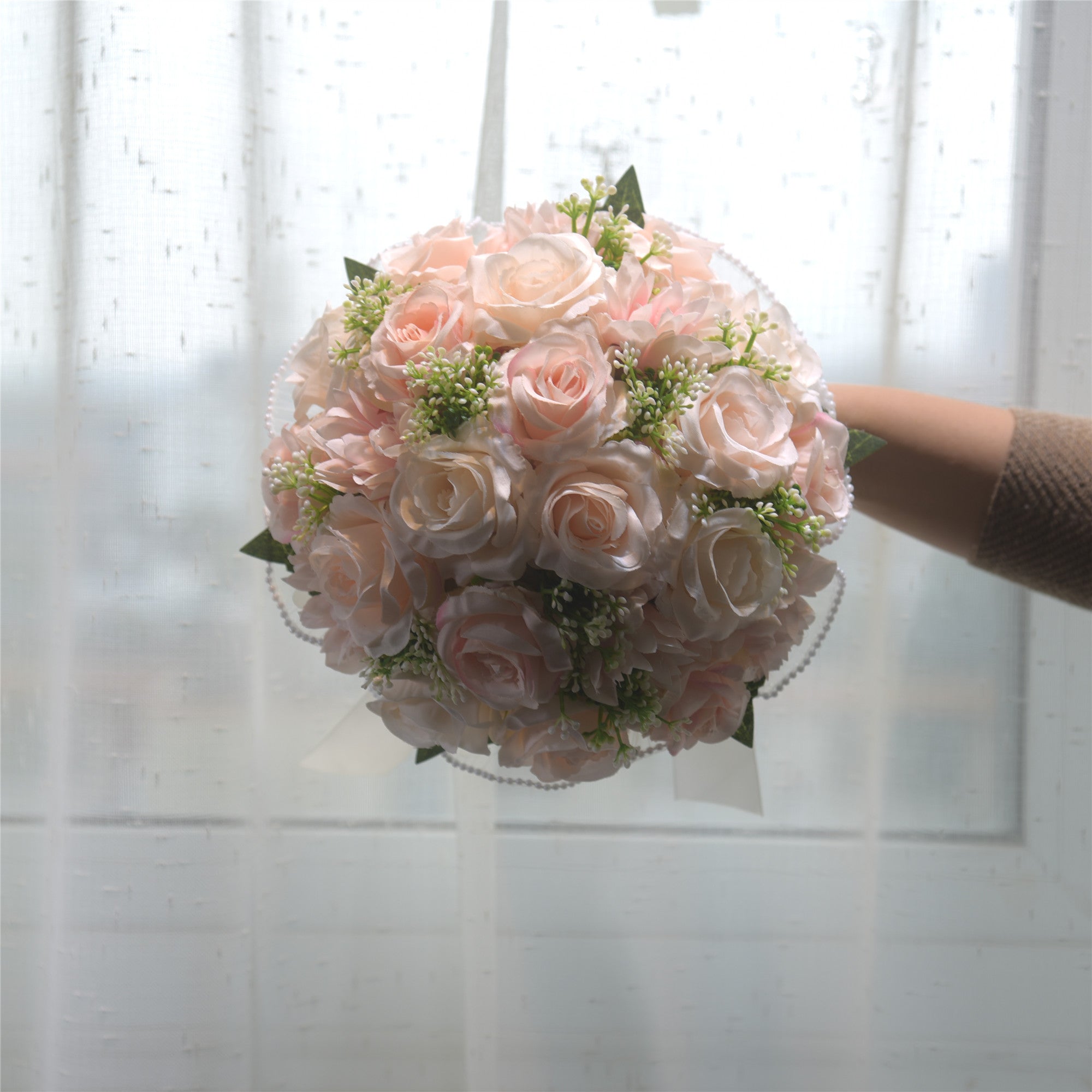 022Outdoor wedding simulation rose Nordic style hand-held flower forest series hand-held bouquet bride white hand-held flower