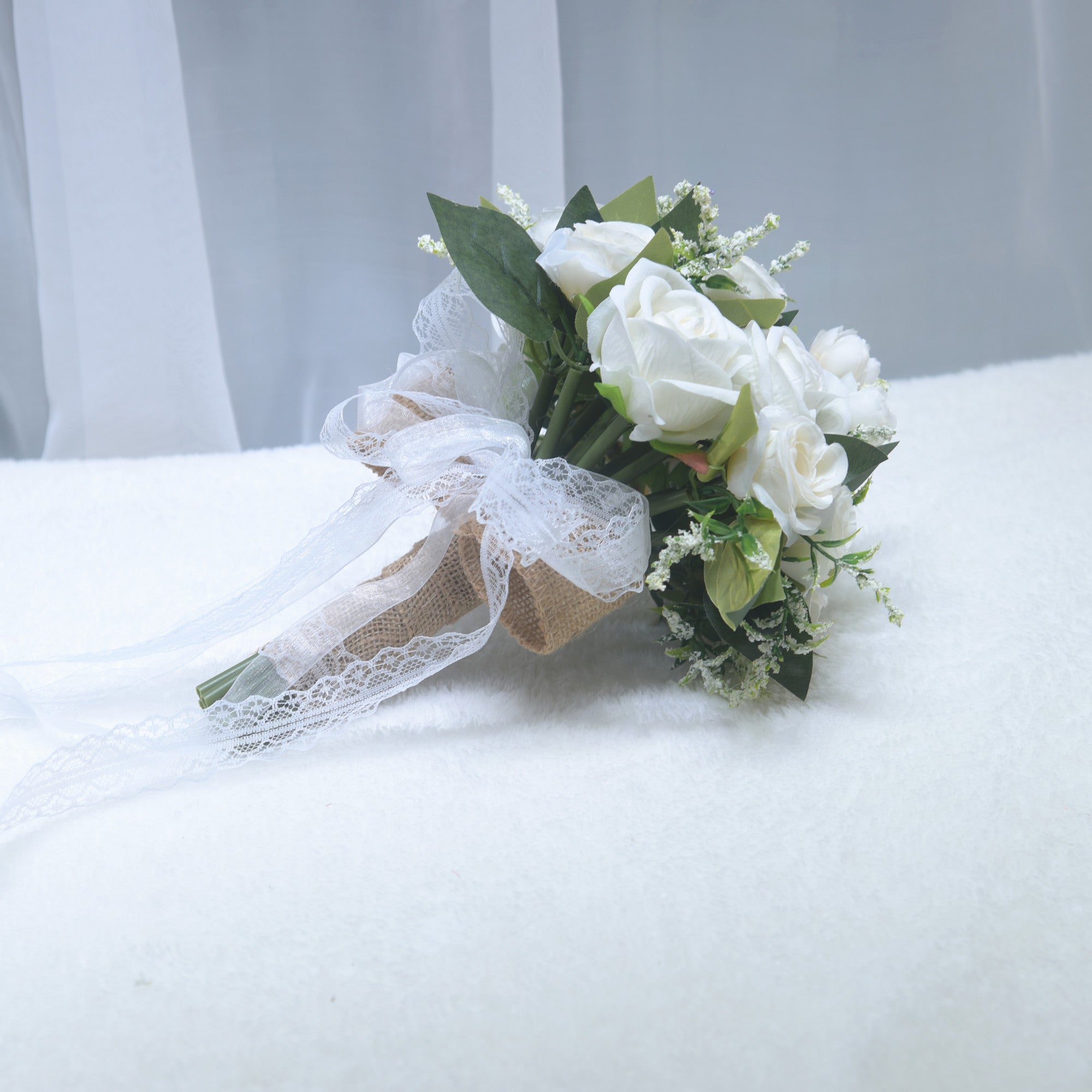 168Simulation flower Western wedding bride bridesmaid holding flower lace ribbon holding flower outdoor photography props