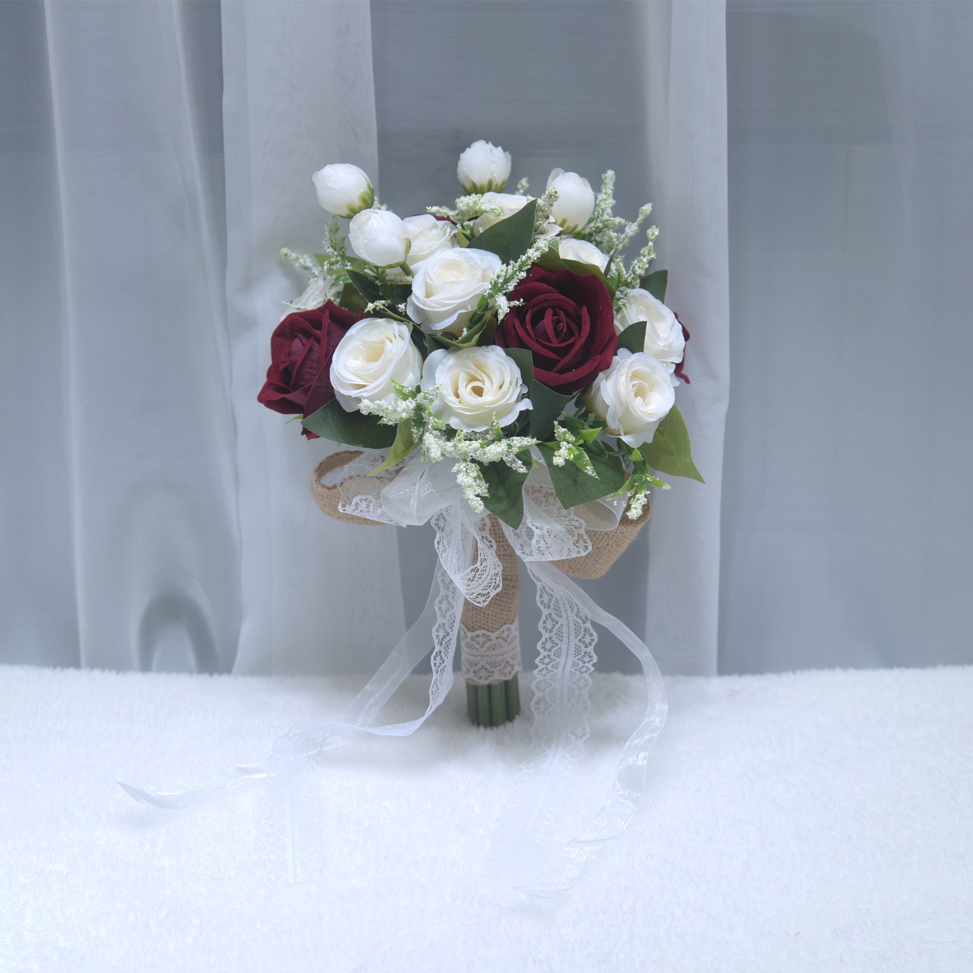 168Simulation flower Western wedding bride bridesmaid holding flower lace ribbon holding flower outdoor photography props