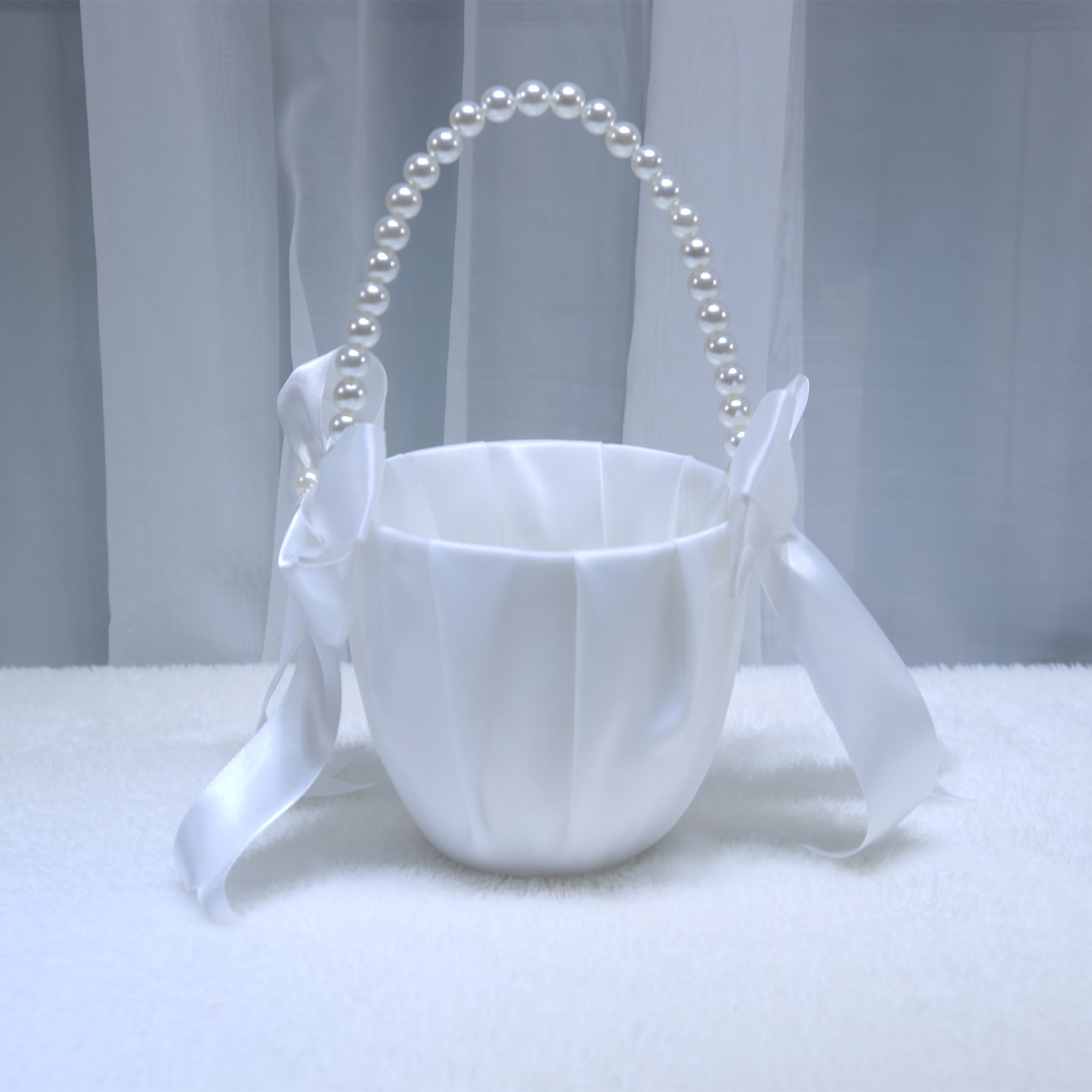 176Wedding Basket Western style Flower Basket Wedding Flower Boy Sprinkle Flowers Handheld Small Flower Basket White Pearl Small Flower Basket