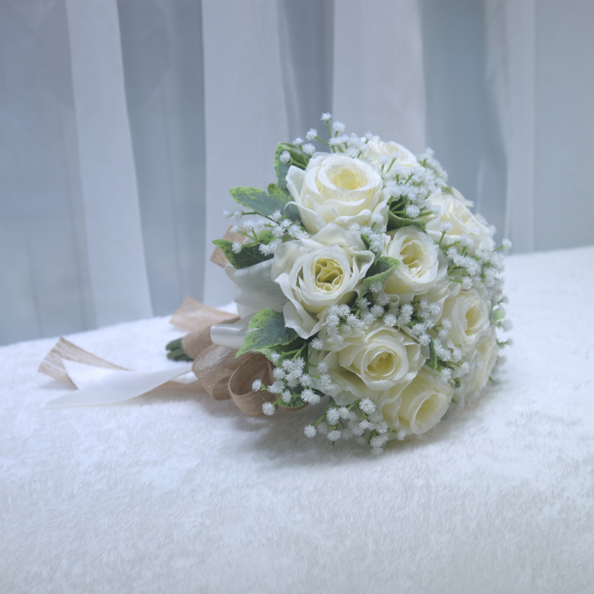192Bridal wedding holding flower simulation rose bow tassel bouquet Wedding photo props