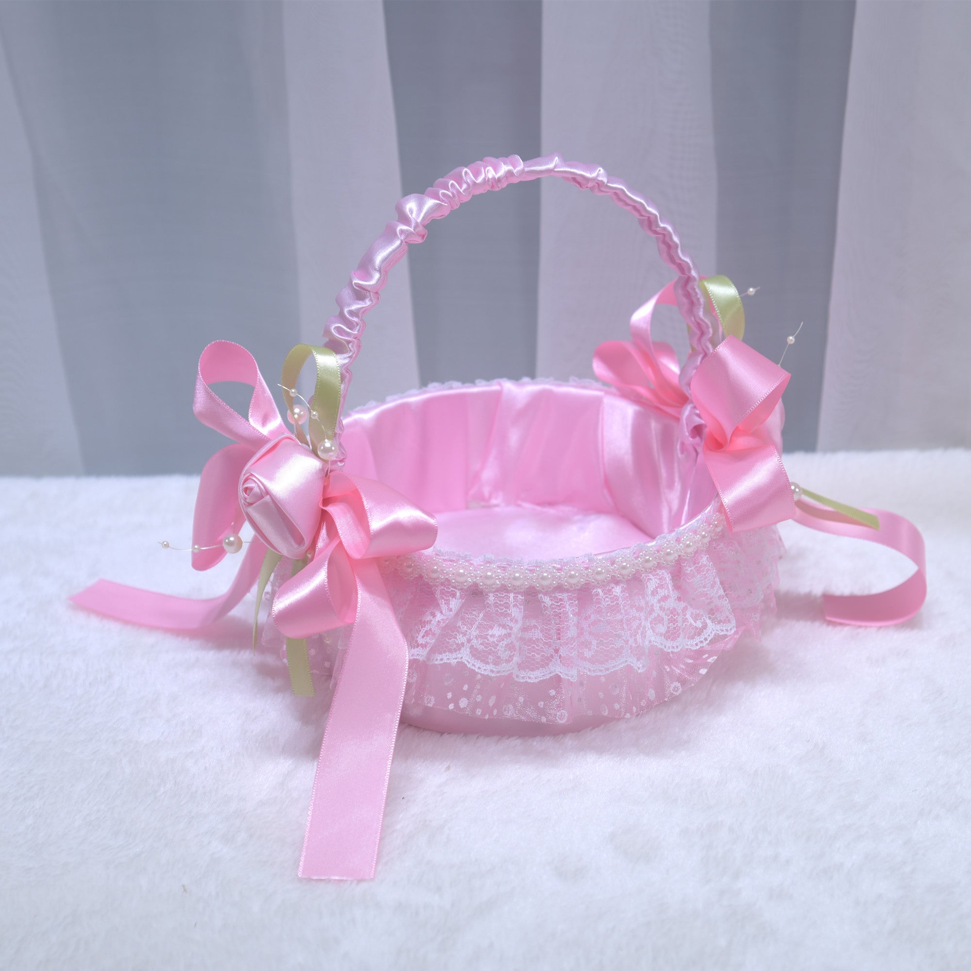 200 Wedding lace pearl flower basket, bride flower girl scattering flowers, hand-held basket giving gifts, ring flower basket