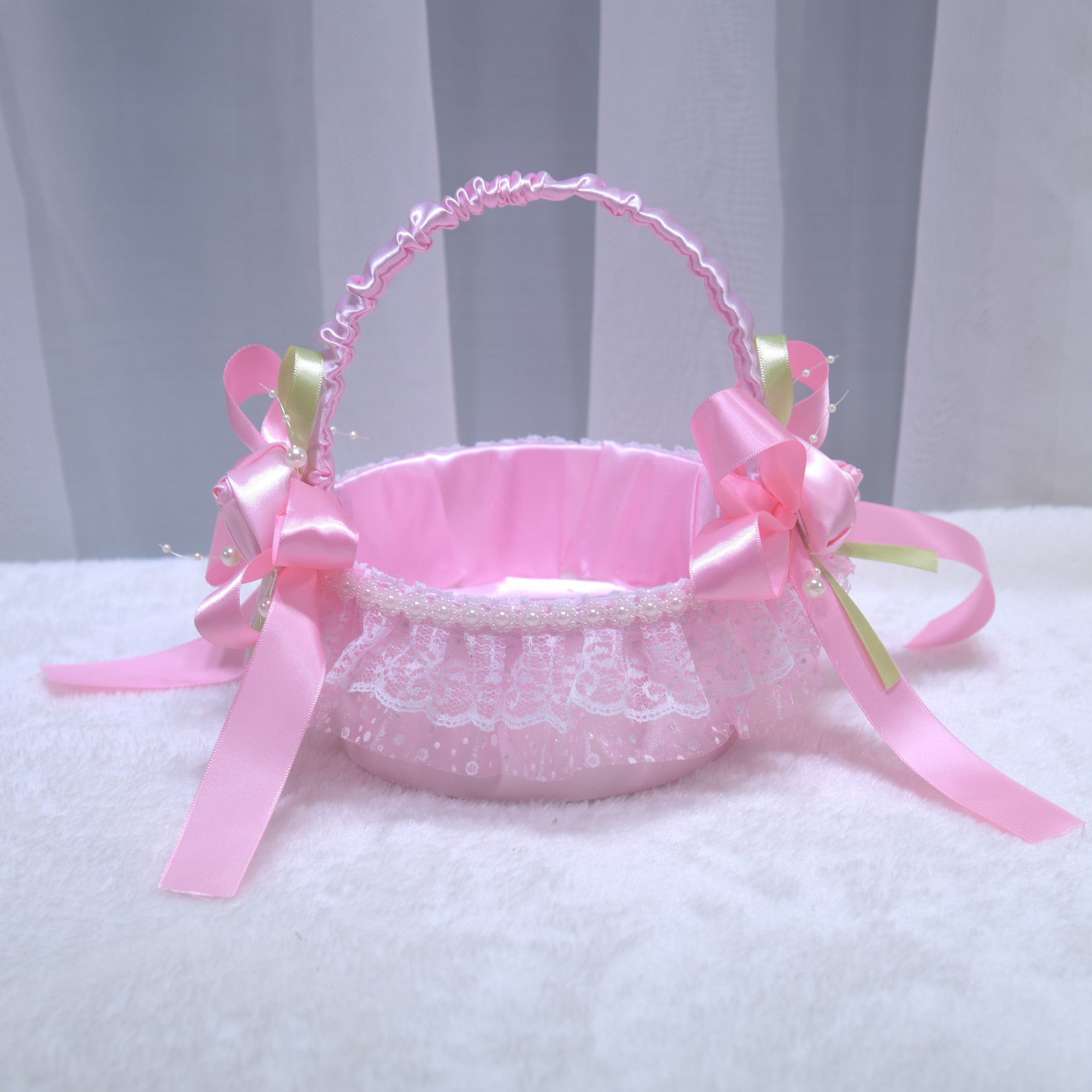 200 Wedding lace pearl flower basket, bride flower girl scattering flowers, hand-held basket giving gifts, ring flower basket