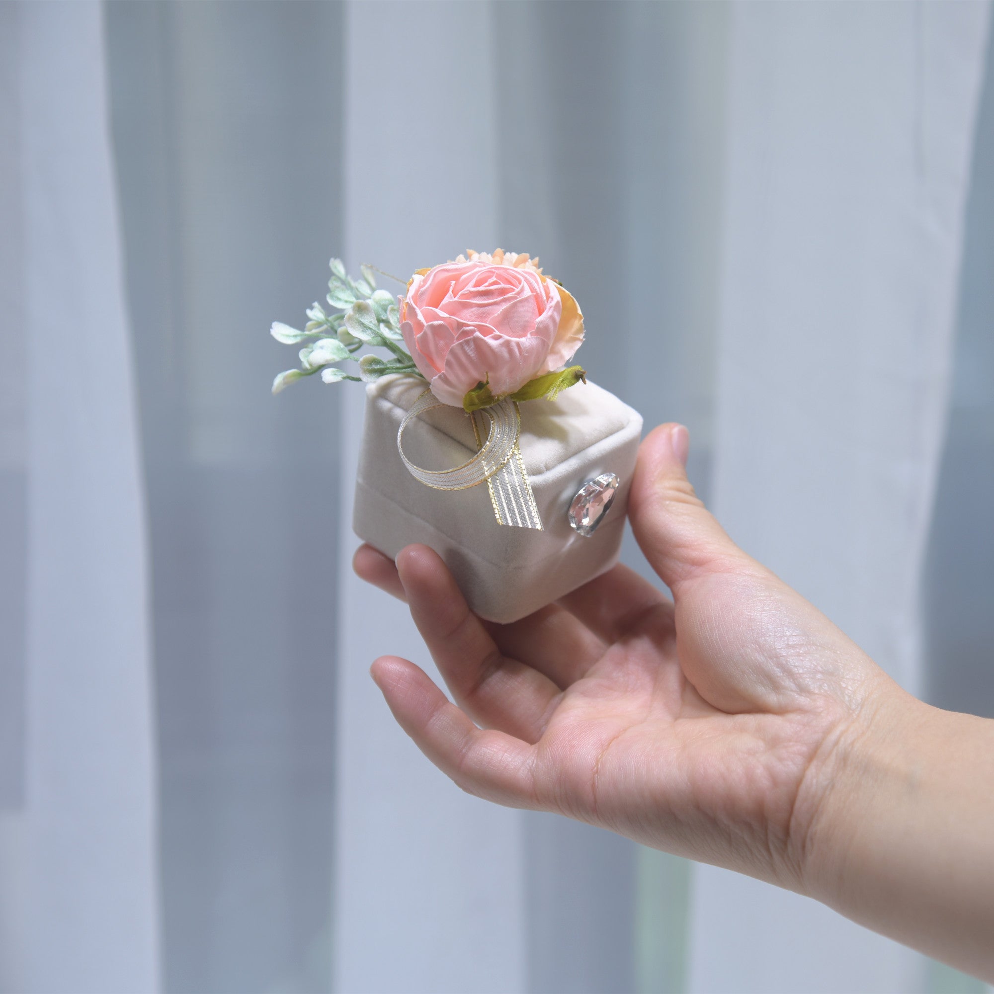 210 Wedding Ring Box Forest Lawn Wedding Exchange Pair Ring Box Simulation Flower Jewelry Box