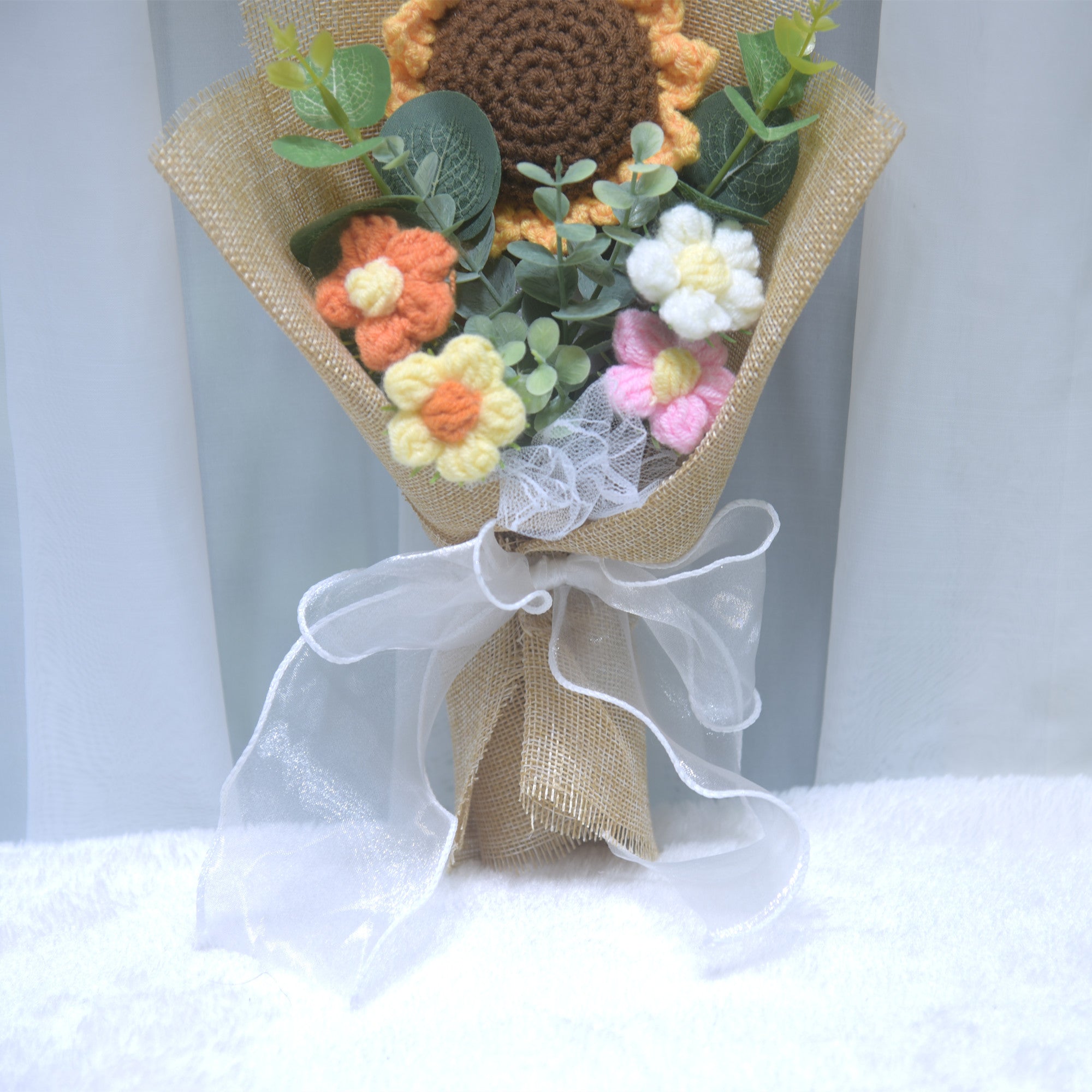 223 Knitted Sunflower Yarn Finished Bouquet Kindergarten Teacher's Day Gift Birthday Gift