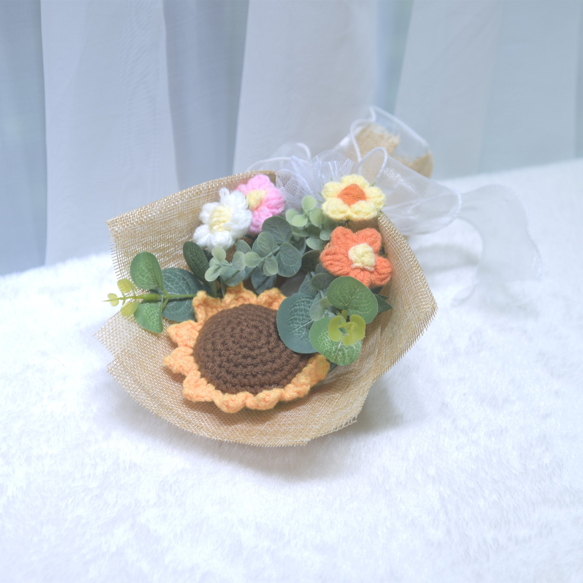 223 Knitted Sunflower Yarn Finished Bouquet Kindergarten Teacher's Day Gift Birthday Gift