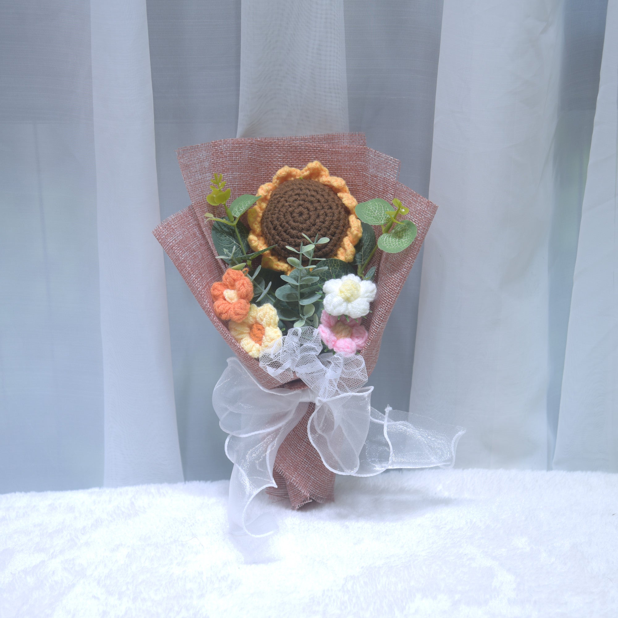223 Knitted Sunflower Yarn Finished Bouquet Kindergarten Teacher's Day Gift Birthday Gift