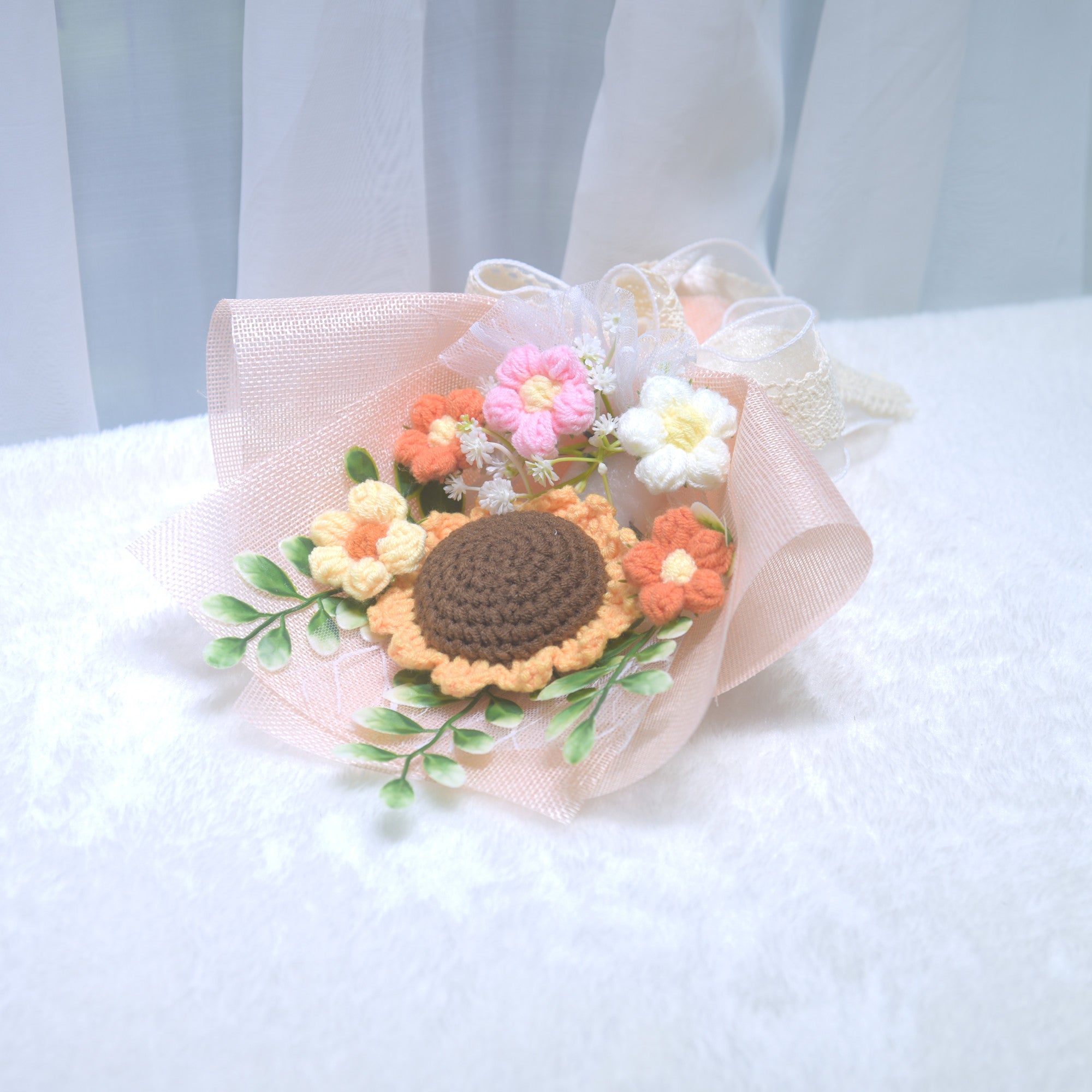 224 Birthday gift simulation hand woven yarn flower sunflower bouquet Valentine's Day