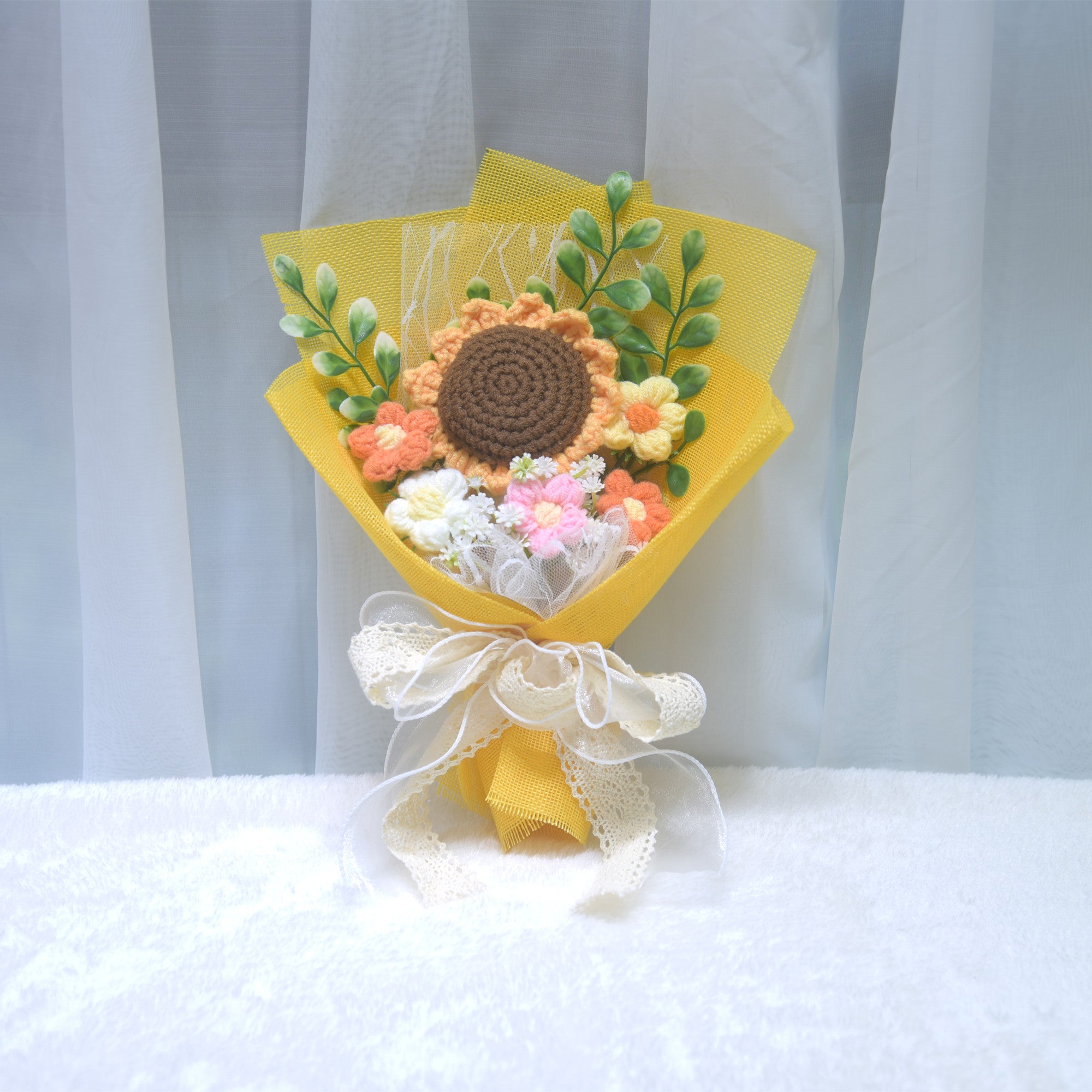 224 Birthday gift simulation hand woven yarn flower sunflower bouquet Valentine's Day
