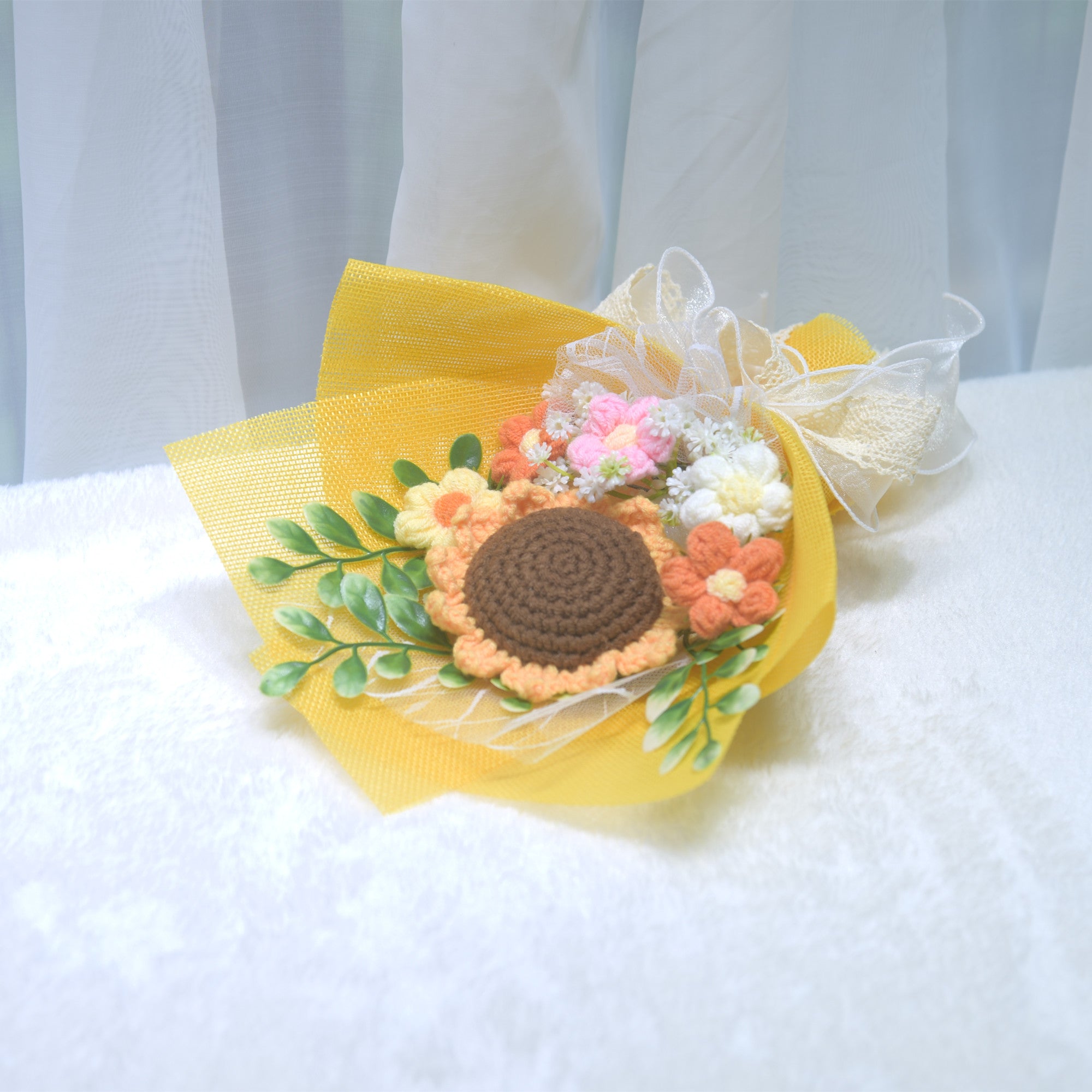 224 Birthday gift simulation hand woven yarn flower sunflower bouquet Valentine's Day