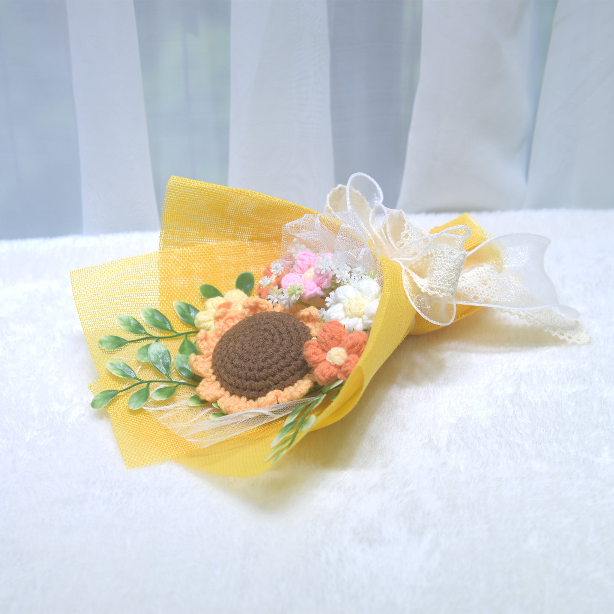 224 Birthday gift simulation hand woven yarn flower sunflower bouquet Valentine's Day
