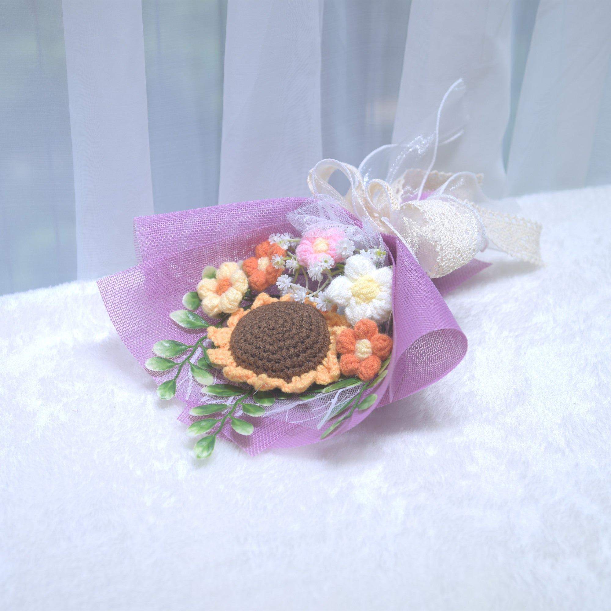 224 Birthday gift simulation hand woven yarn flower sunflower bouquet Valentine's Day