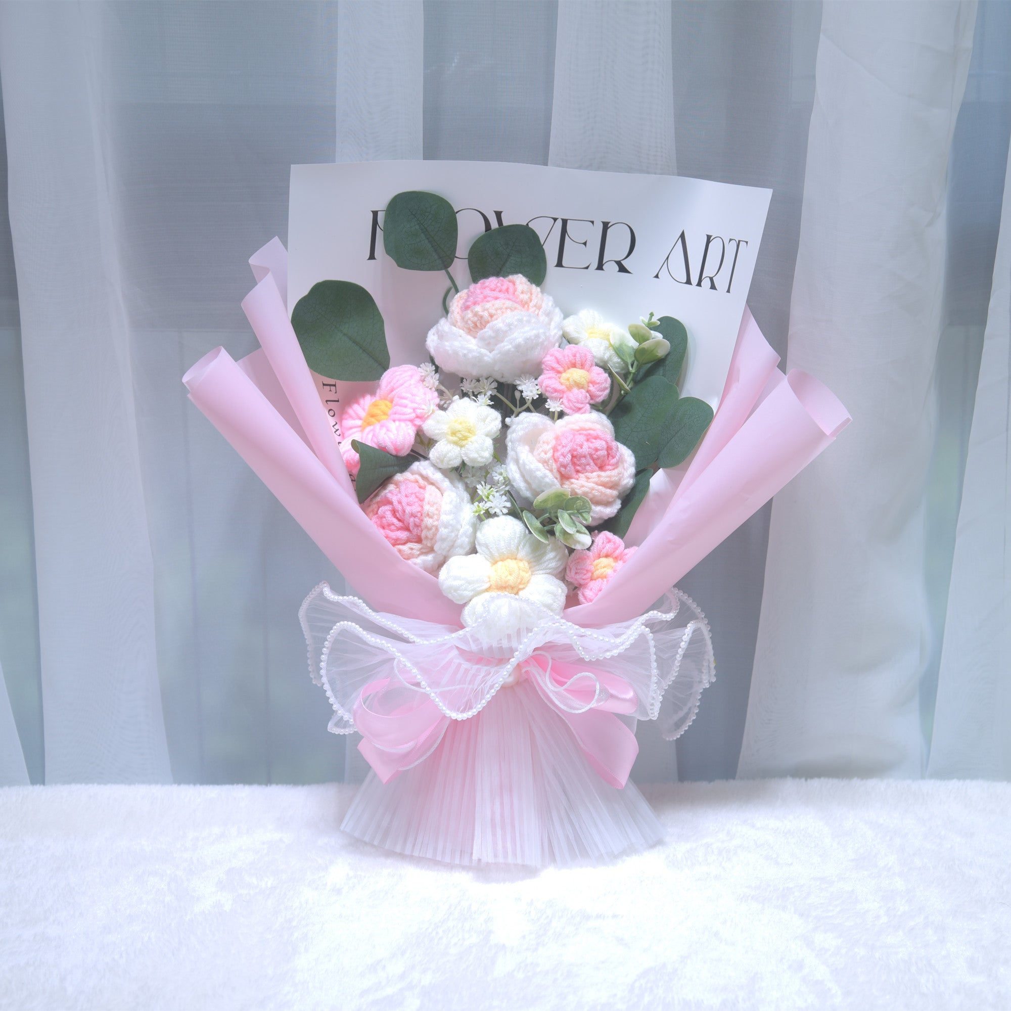 227 Rose Knitted Flower Knitted Yarn Bouquet Valentine's Day Send Girl Simulated Flower Birthday Gift