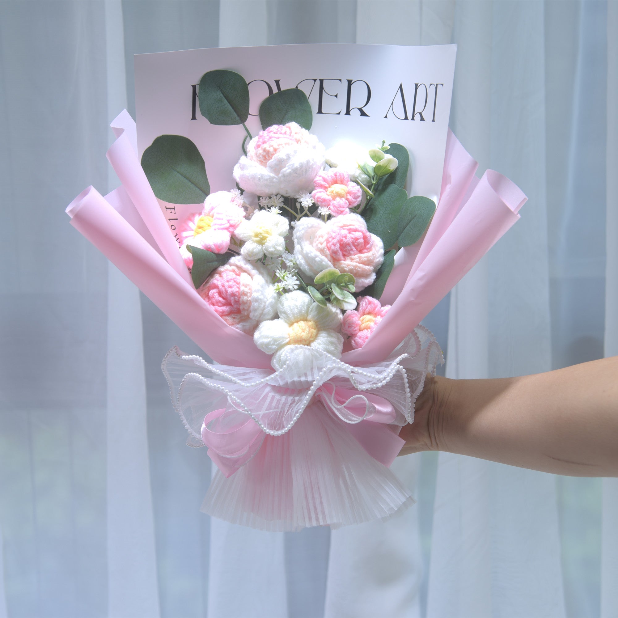 227 Rose Knitted Flower Knitted Yarn Bouquet Valentine's Day Send Girl Simulated Flower Birthday Gift