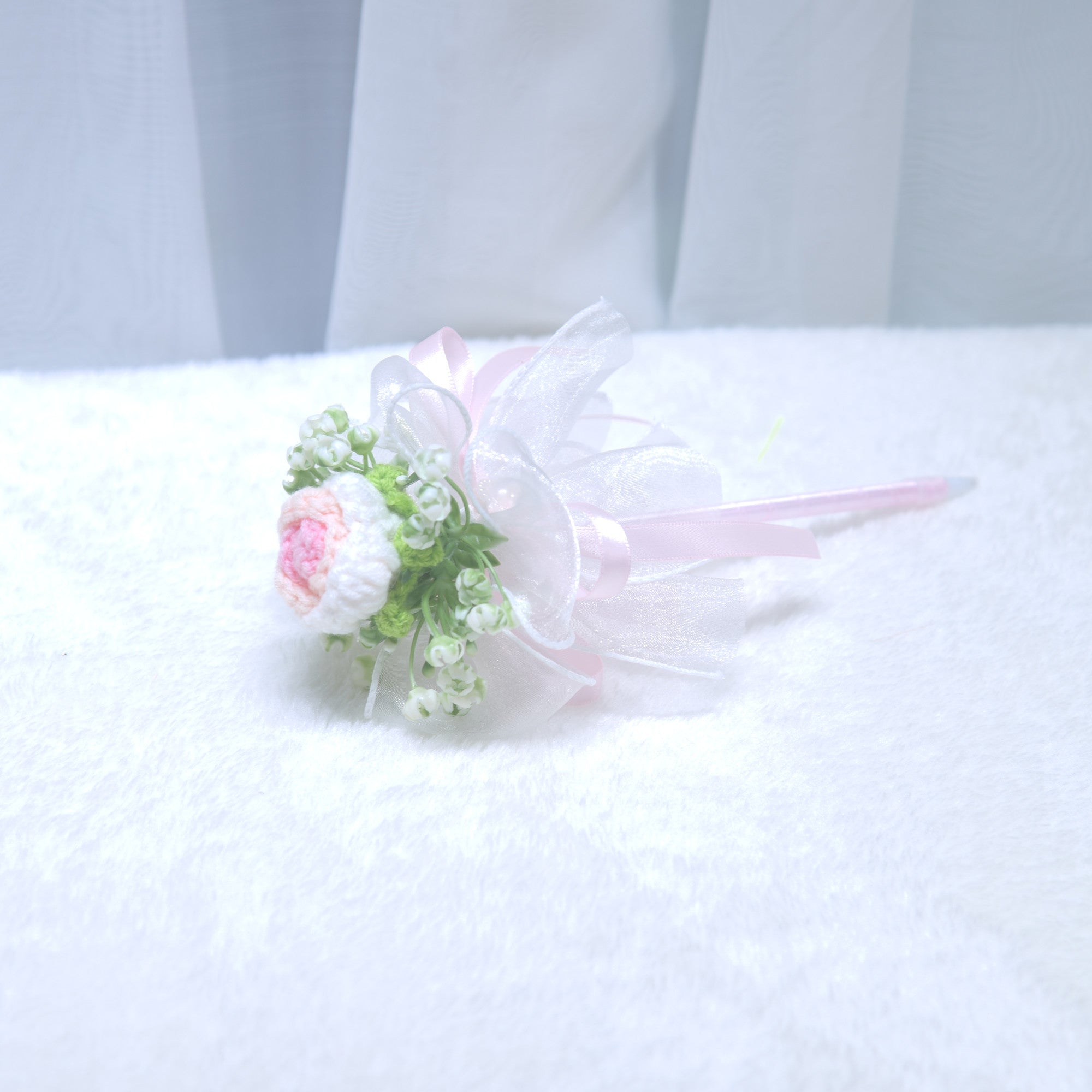 235 Simulation Flower Pen Knitted Yarn Rose Signature Pen Holiday Gift Wedding Signature Pen